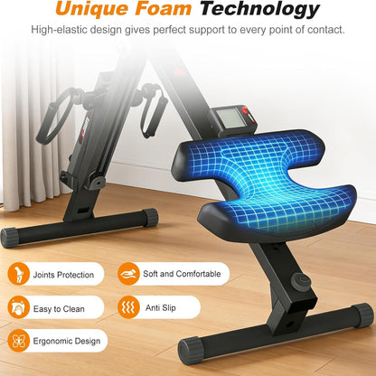 3 in 1 Ab Machine, Foldable Rowing Machine & Cable System, Core Trainer for Abdominal Workout, 4-Level Height & 2 Resistance Levels, All-In-One Home Gym Equipment for Weight Loss & Sculpting