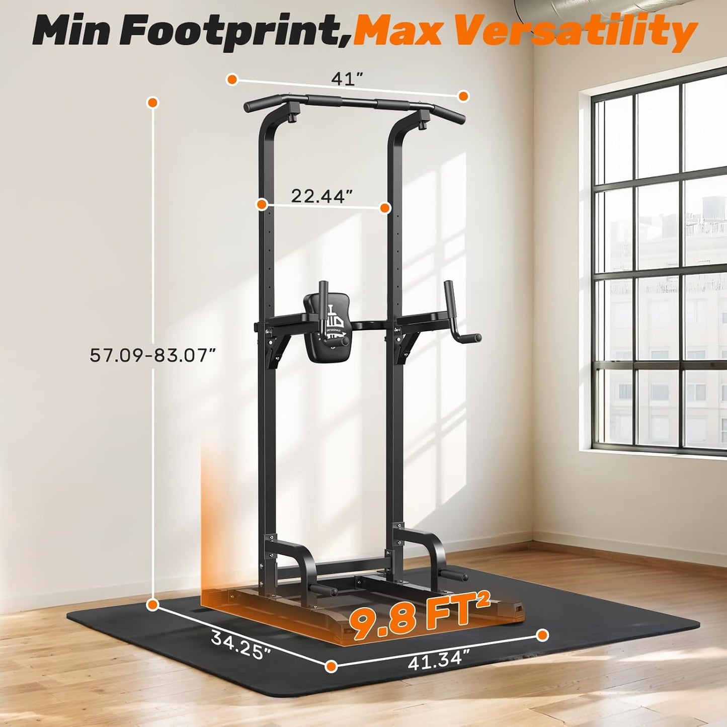 Power Tower Pull up Bar Station, 450LBS Stable Pull up Dip Station for Home Gym Strength Training Equipment | FED Fitness