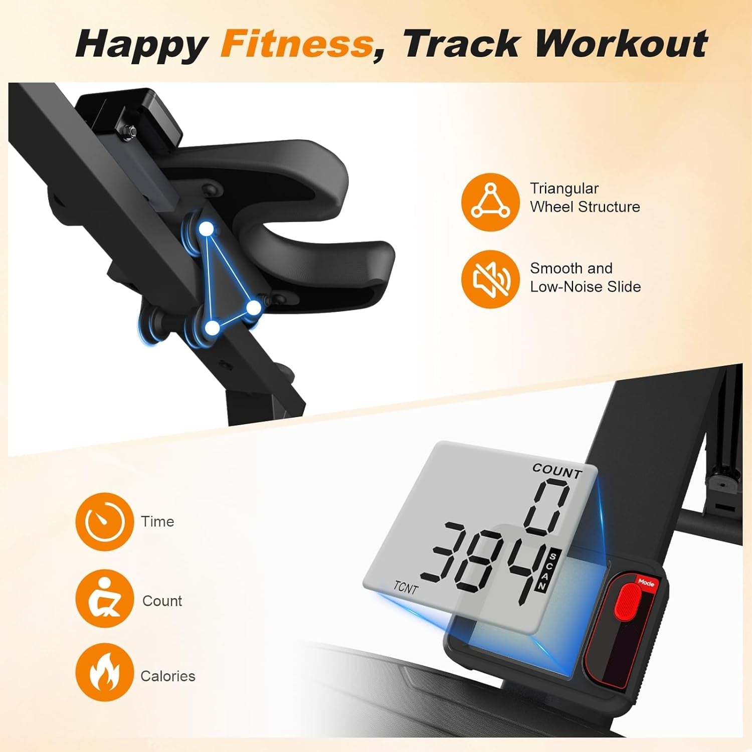 3 in 1 Ab Machine, Foldable Rowing Machine & Cable System, Core Trainer for Abdominal Workout, 4-Level Height & 2 Resistance Levels, All-In-One Home Gym Equipment for Weight Loss & Sculpting