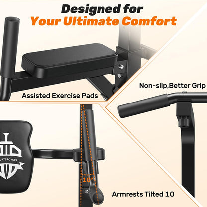 Power Tower Pull up Bar Station, 450LBS Stable Pull up Dip Station for Home Gym Strength Training Equipment | FED Fitness